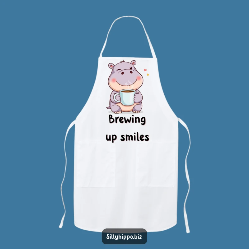 Funny Winking Hippo Coffee Apron: Cook with a Smile and a Wink
