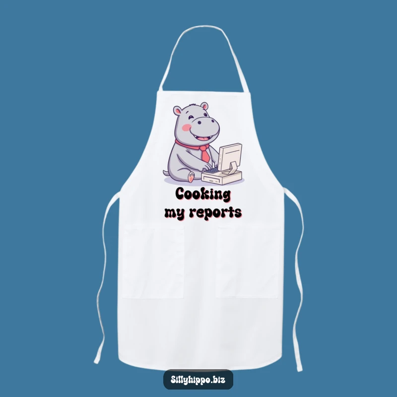 Funny Kawaii Hippo Apron: Cook with Joyful Typing Power
