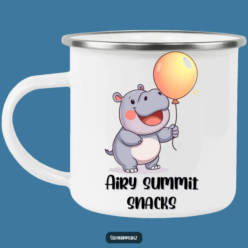 Funny Hippo Balloon Camping Mug: Happy Adventures, Great Funny Gift