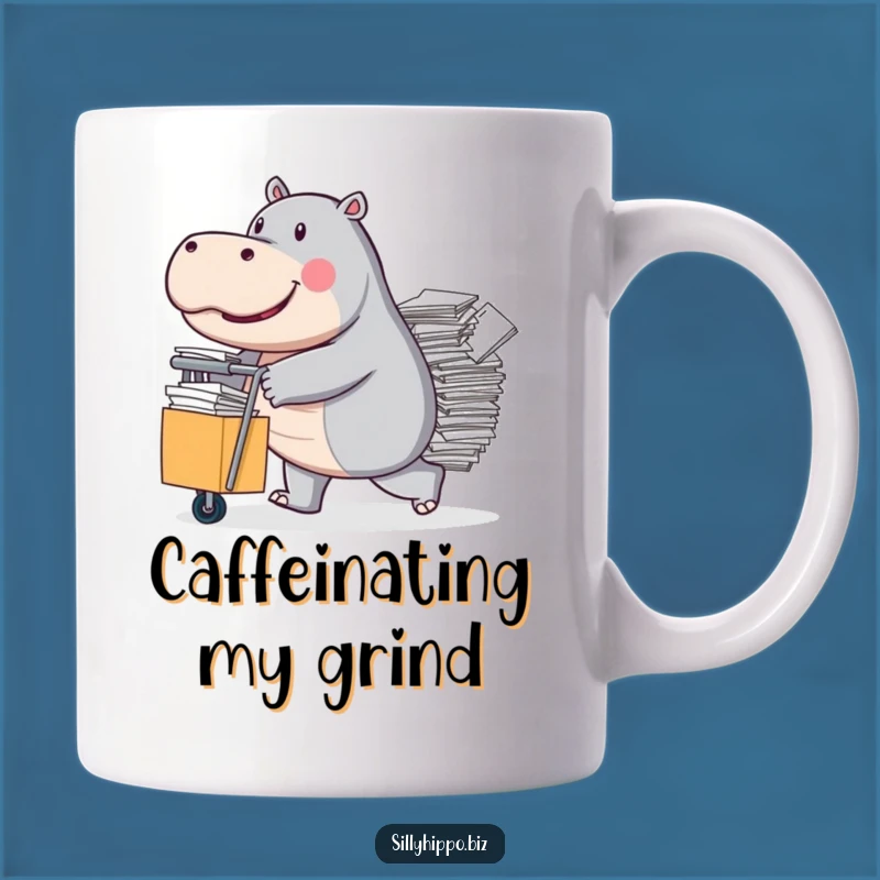 Funny Determined Hippo Mug: Office Chaos Design, Perfect Funny Gift