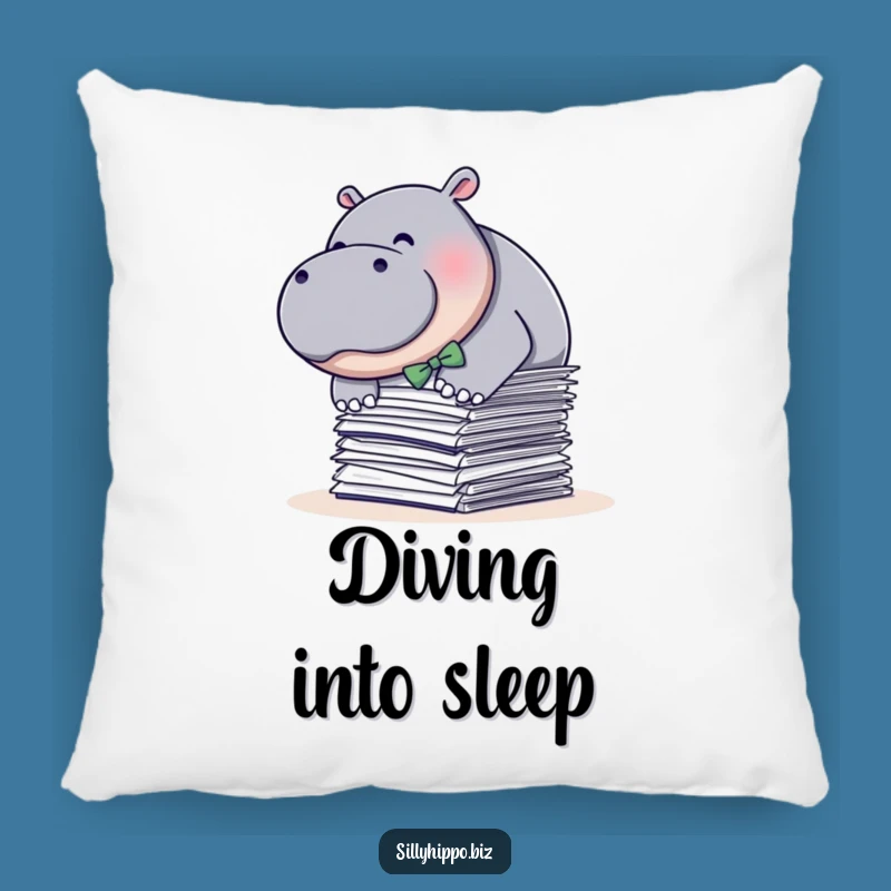 Funny Hippo Paper Dive Pillow: Cozy Up with Hilarious Office Comfort!