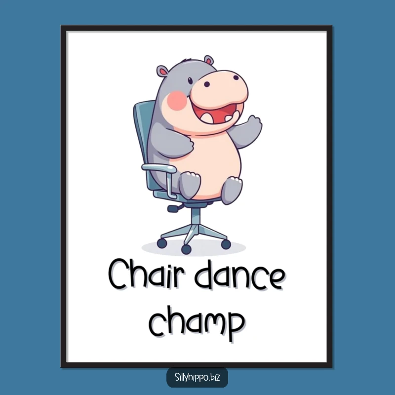 Funny Spinning Hippo Digital Art - Instant Office Whimsy Decor