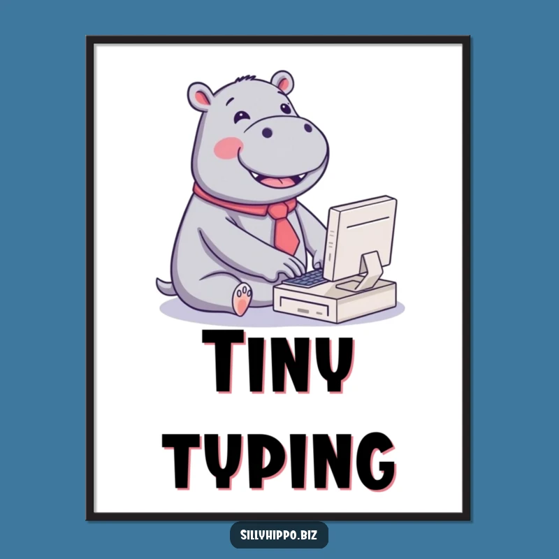 Funny Kawaii Hippo Digital Art: Joyful Typing for Instant Cuteness