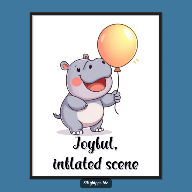 Funny Hippo Balloon Digital Art: Joyful Download, Instant Funny Gift