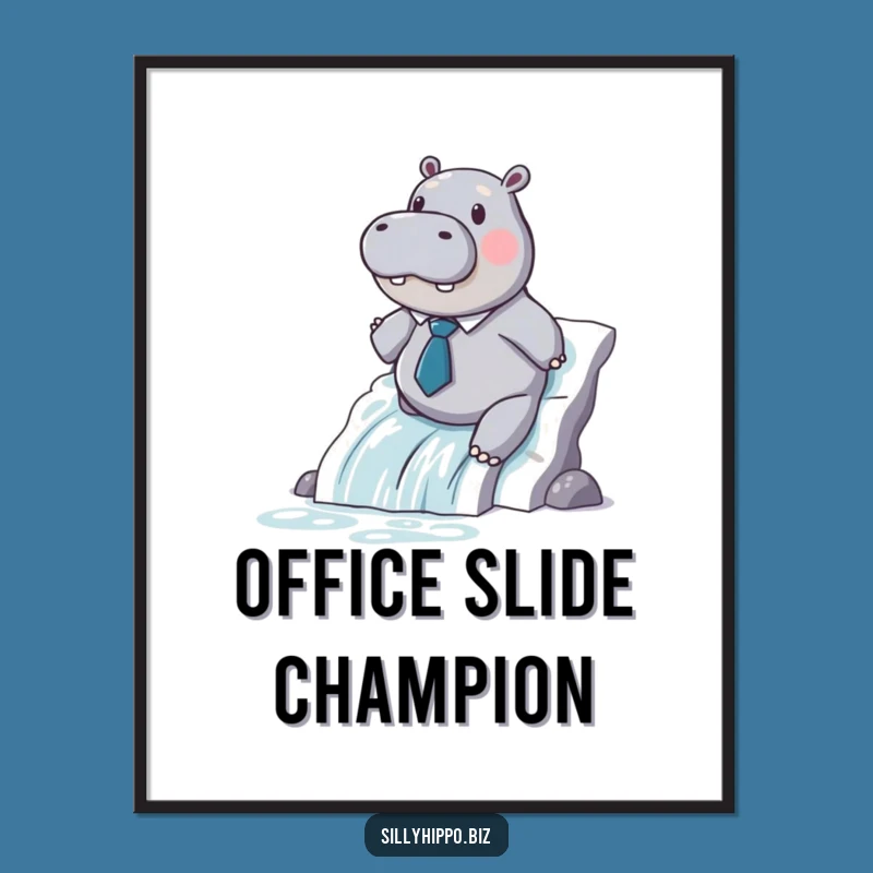Funny Hippo Paper Slide Digital Art - Instant Office Whimsy Decor