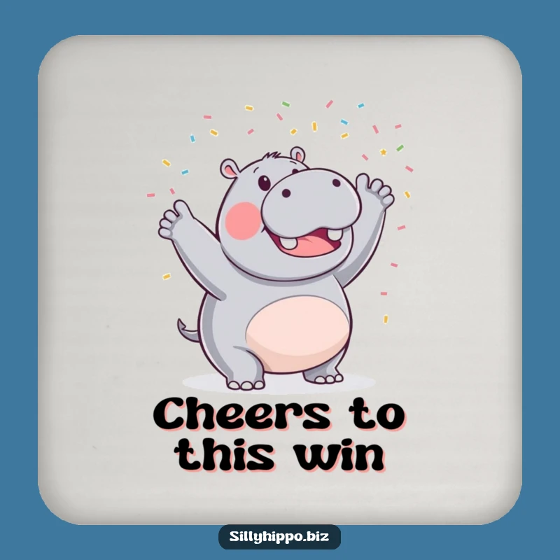 Funny Hippo Drink Coaster: Triumphant Confetti Protection for Surfaces