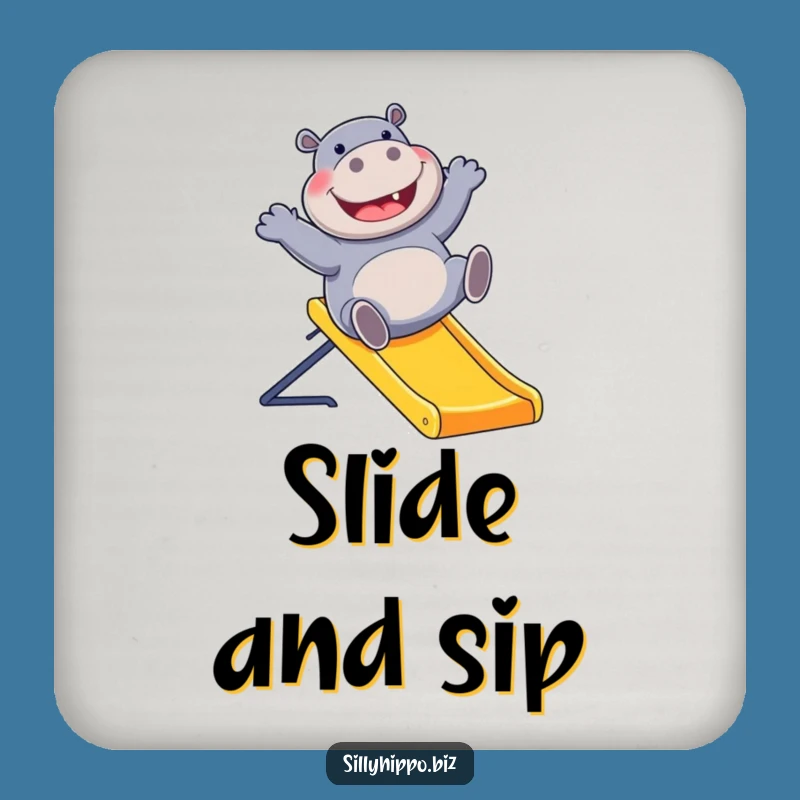 Funny Hippo Office Slide Drink Coaster: Protect Surfaces with Humor
