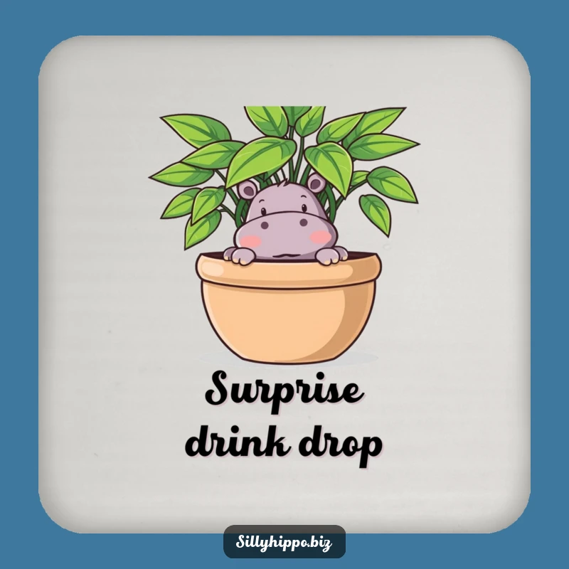 Funny Hippo Plant Coasters: Protect Surfaces Playfully, A Fun Funny Gift Set