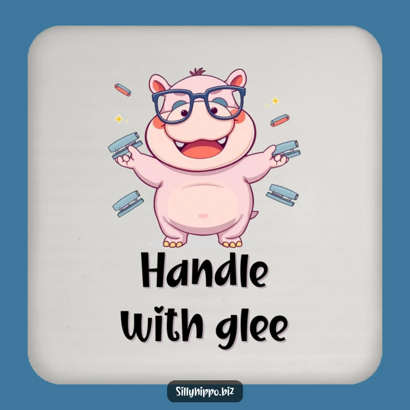Funny Hippo Stapler Juggling Coaster - Protect Surfaces Hilariously