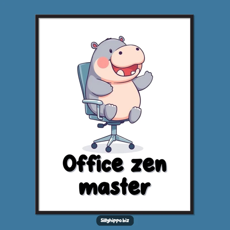Funny Spinning Hippo Poster - Hilarious Office Wall Art
