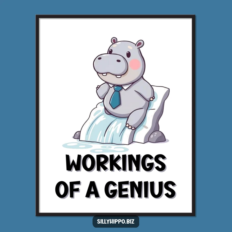 Funny Hippo Paper Slide Poster - Hilarious Office Art Decor