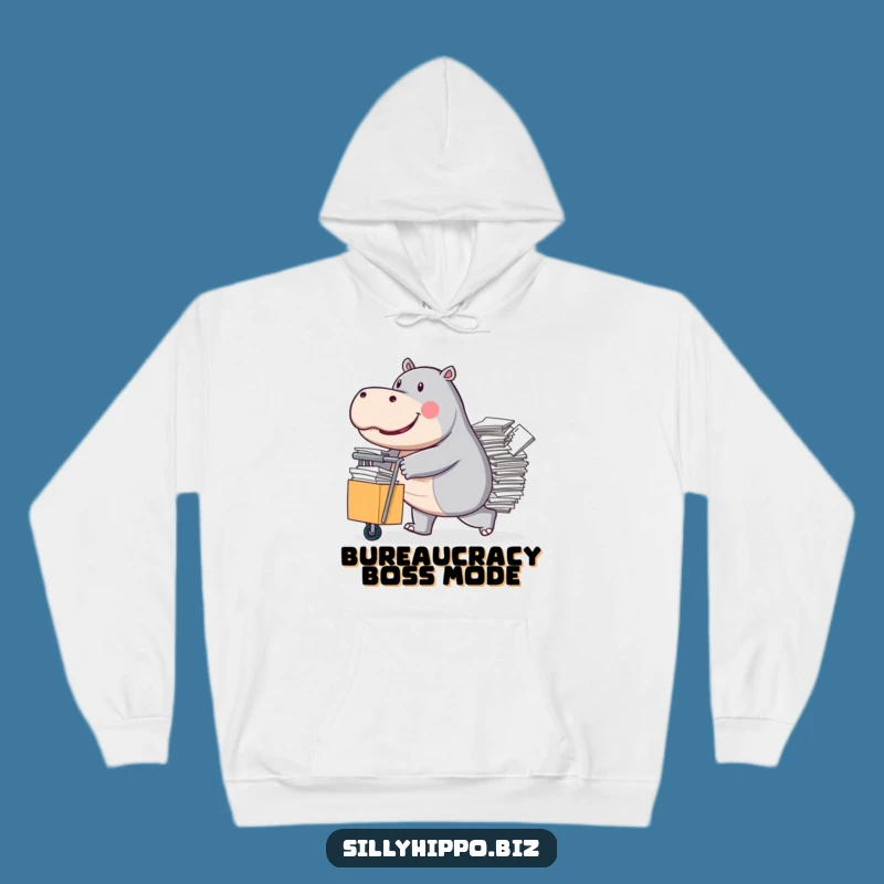 Funny Determined Hippo Hoodie: Cozy Office Grind, Perfect Funny Gift