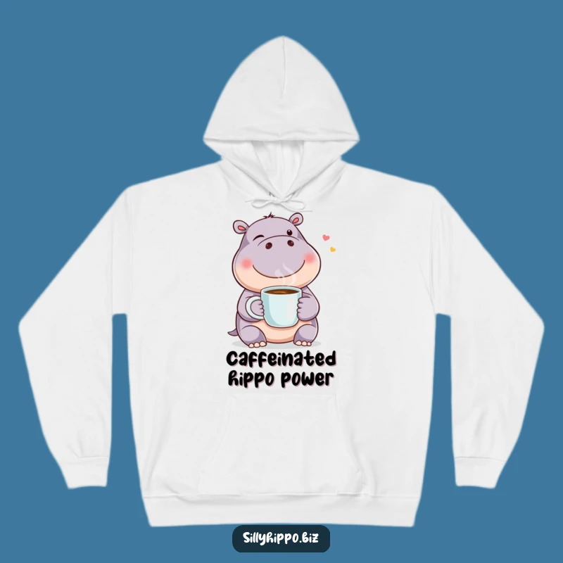 Funny Winking Hippo Coffee Hoodie: Cozy Comfort with a Wink