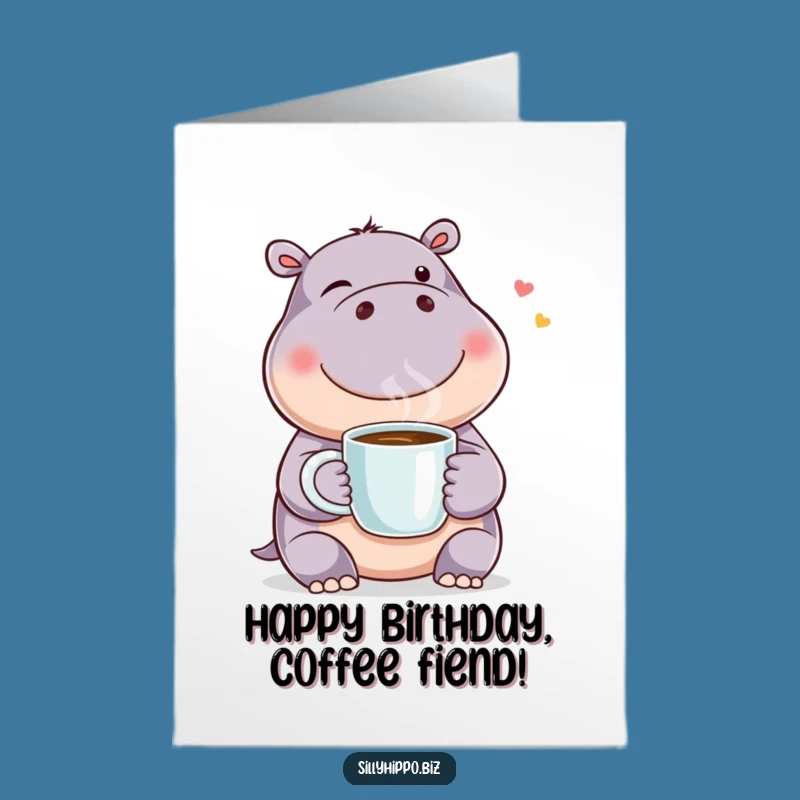 Free Printable Birthday Card: Winking Hippo Coffee - Funny Downloadable Gift for Coffee Lovers