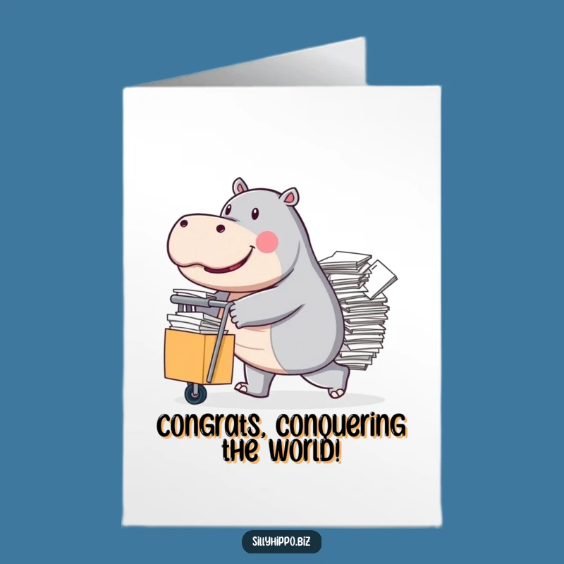 Free Printable Congrats Card: Hippo Tackles Tasks!