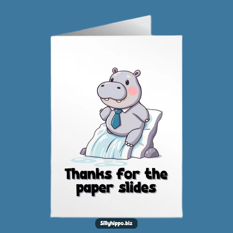 Free Printable Thank You Card: Funny Hippo Paper Waterfall Downloadable Gift