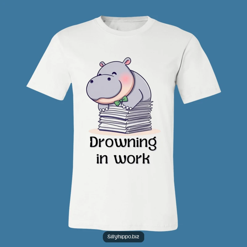 Funny Hippo Paper Dive T-Shirt: Wear Your Office Chaos Hilariously!