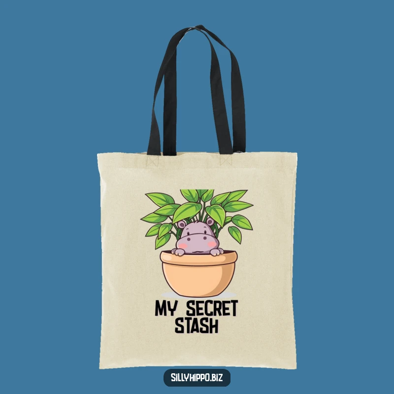 Funny Hippo Plant Tote Bag: Carry Playful Vibes, Great Funny Gift